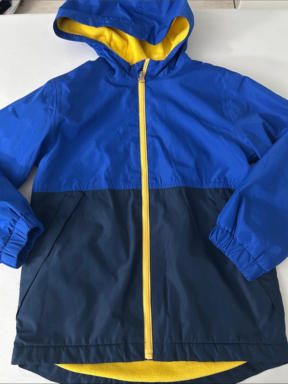 Wonder Nation Boy’s Blue + Yellow Fleece Lined Windbreaker Full Zip Jacket M (8)